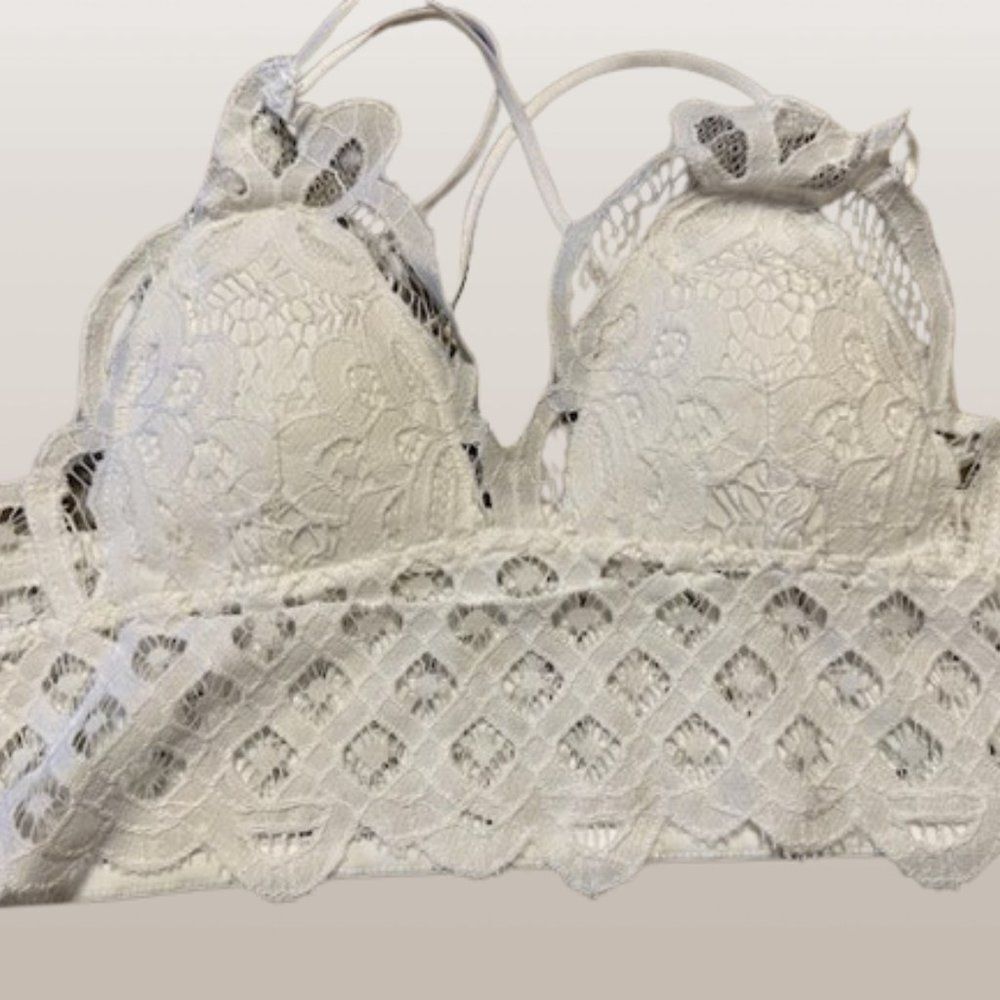 White Crochet Lace Bralette 4009 Large New